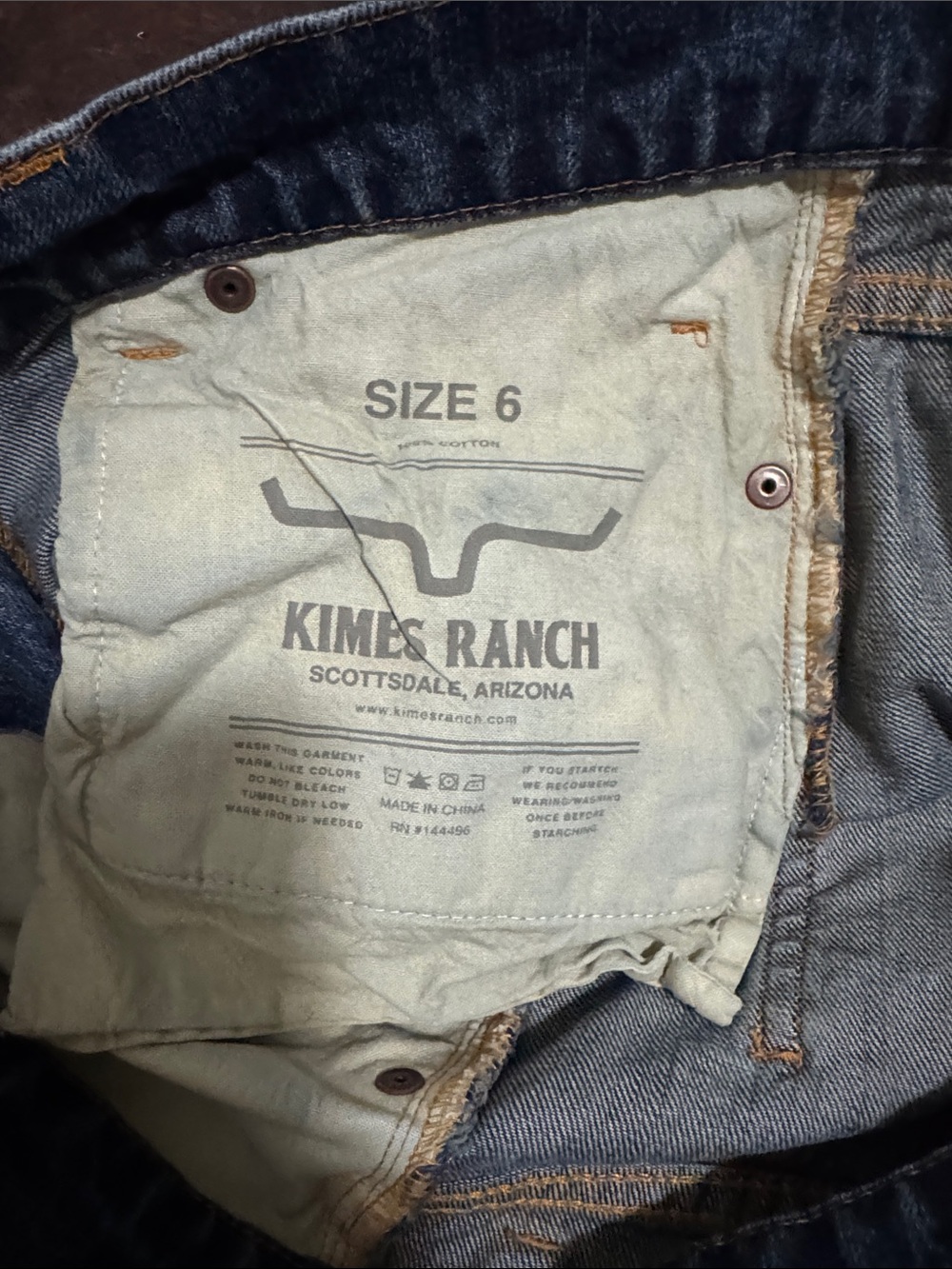Kimes Ranch Distressed Dark Blue Jean Cutoff Shorts - Picture 3 of 4